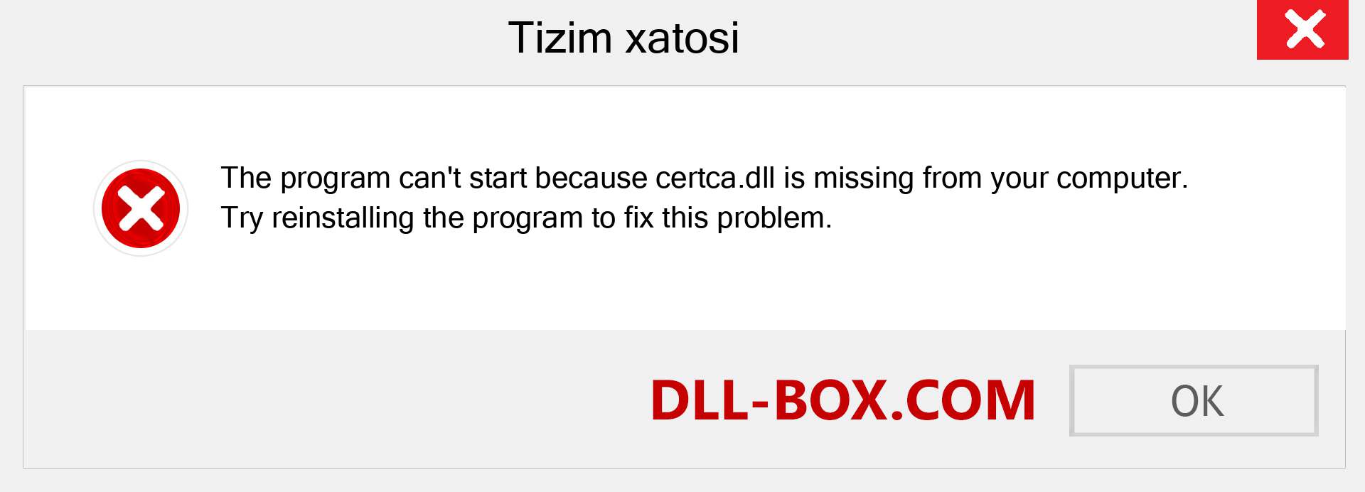 certca.dll fayli yo'qolganmi?. Windows 7, 8, 10 uchun yuklab olish - Windowsda certca dll etishmayotgan xatoni tuzating, rasmlar, rasmlar